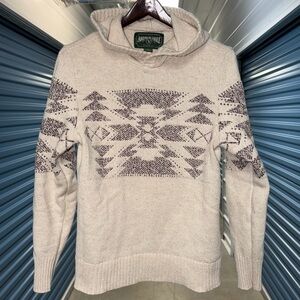 Men’s Small American Eagle Beige w/Burgundy Knit Hoodie